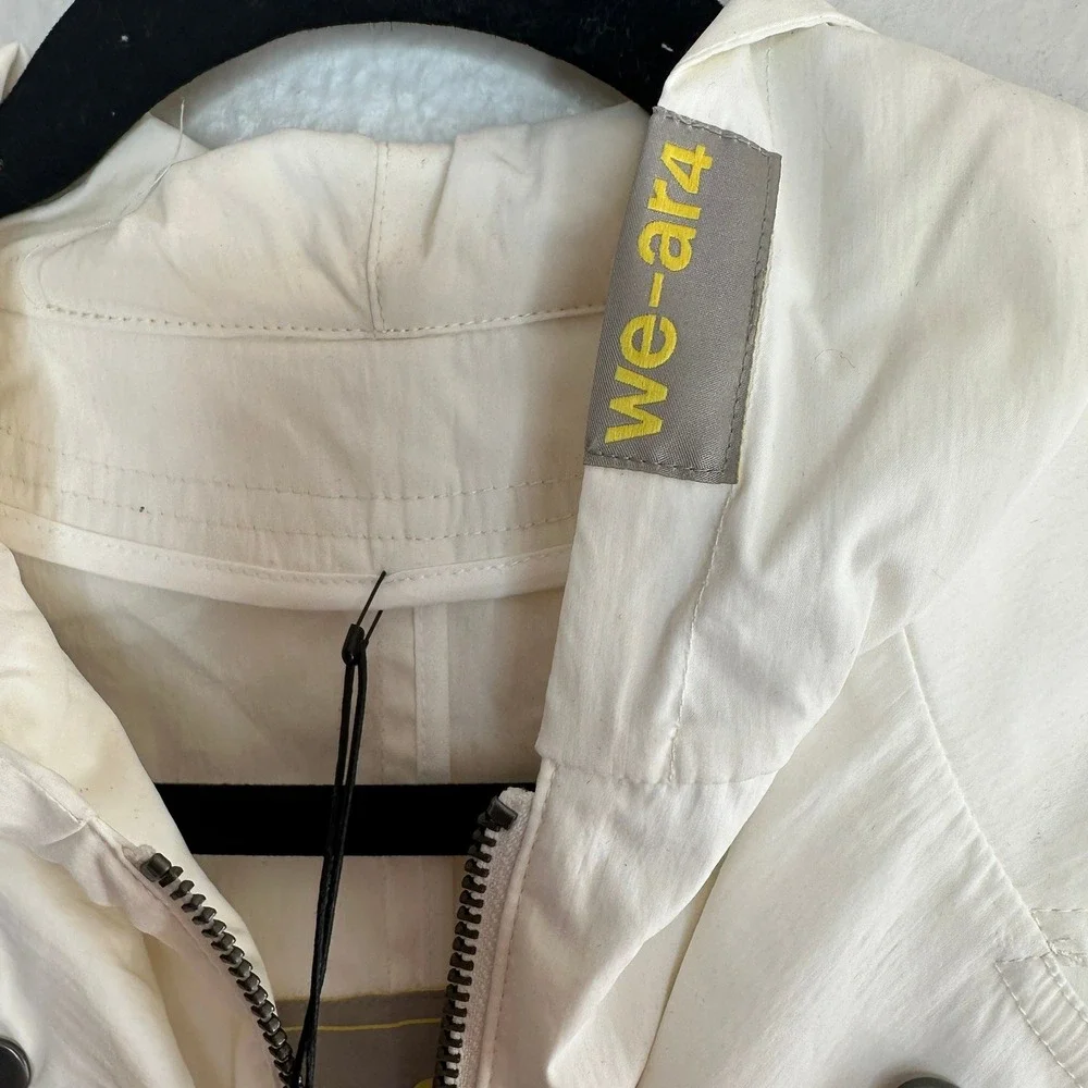 WE-AR4 White Hooded Rain Jacket Field‎ Coat NWT $540 Sustainable Luxury M